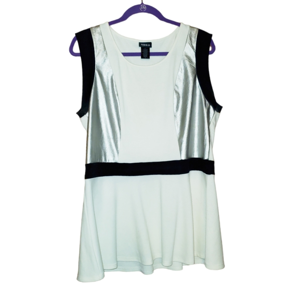Torrid White Silver Black top